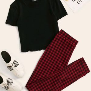 2 piece leisure plaid legging and tee set